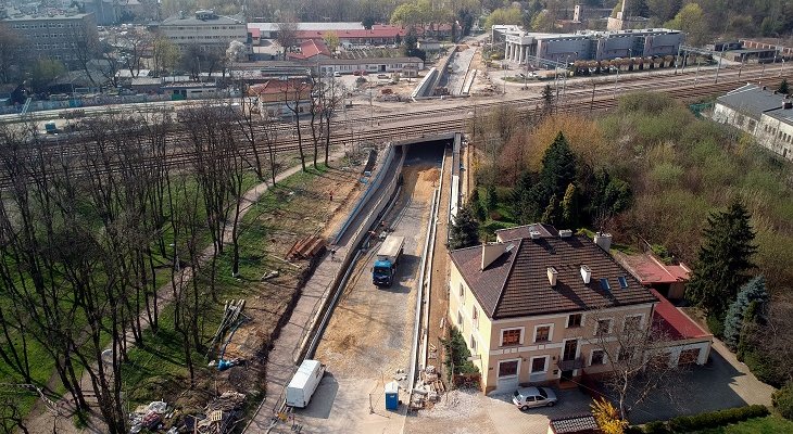 Plac budowy tunelu w ul. Rydla w Krakowie. Fot. PKP PLK