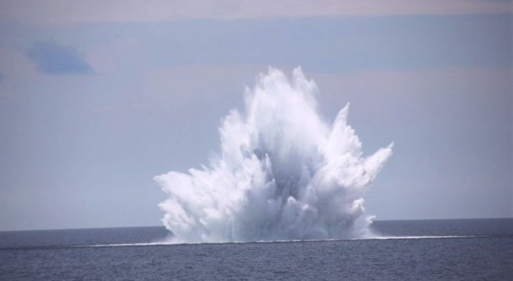 Detonacja miny na Bałtyku. Fot. 8. Flotylla Obrony Wybrzeża