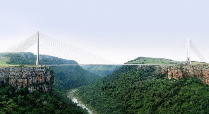 Południowa Afryka: nowe mosty podwieszane o rekordowych przęsłach. Źródło: DISSING+WEITLING