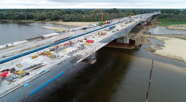 Budowa mostu Południowego w Warszawie. Fot. GDDKiA