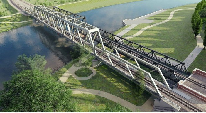 Wizualizacja mostu w Opolu. Źródło: PKP PLK