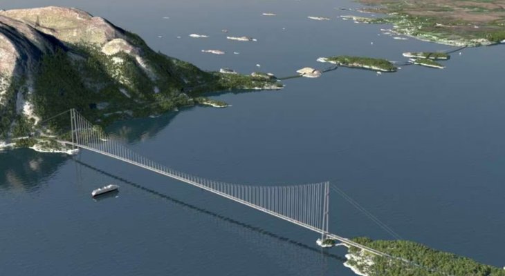 Wizualizacja wiszącego mostu nad cieśniną Julsundet /Fot. arup.com