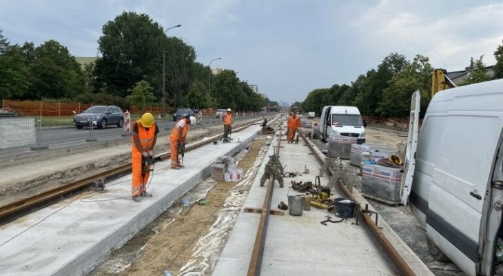 Budowa linii tramwajowej do Wilanowa. Fot. ZTM