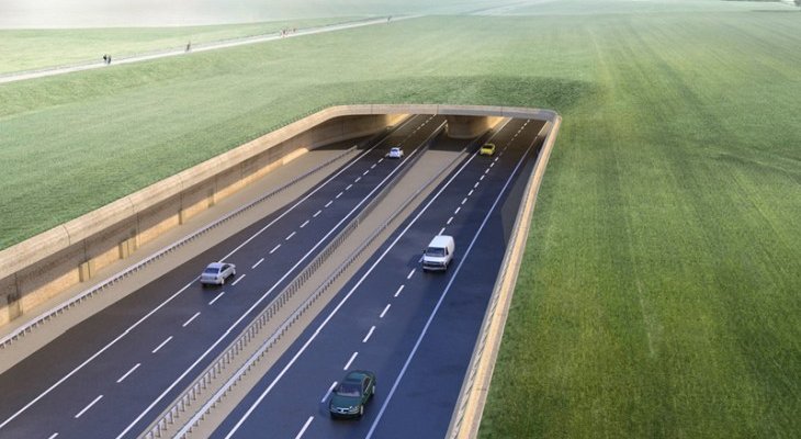 Wizualizacja portalu zachodniego tunelu pod Stonehenge. Źródło: National Highways