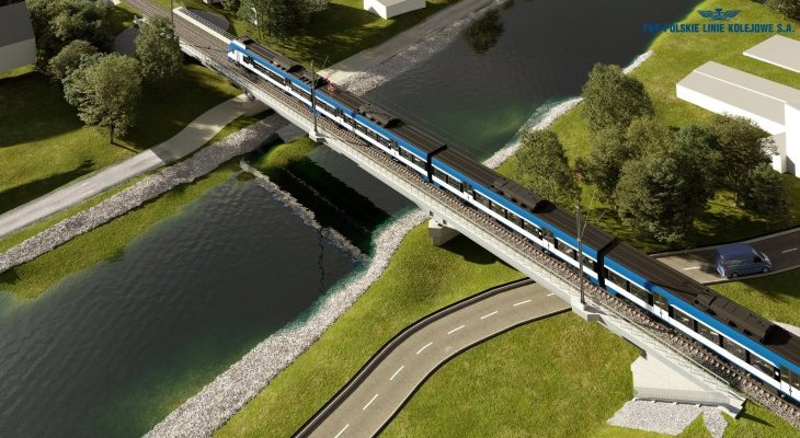 Wizualizacja mostu kolejowego w Mszanie Dolnej. Źródło: PKP PLK