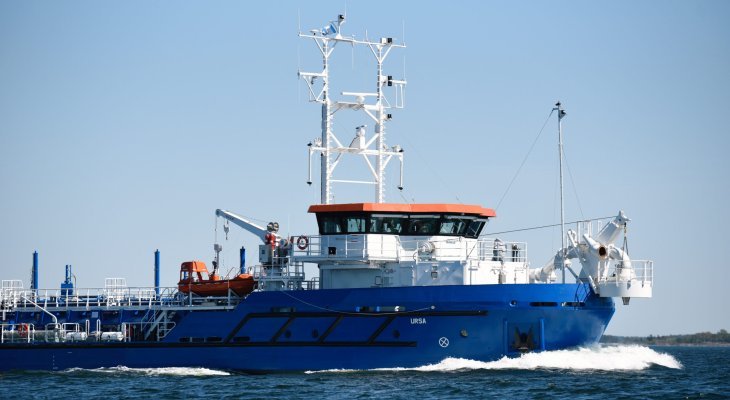 Pogłębiarka Ursa podczas testów w Finlandii. Fot. Urząd Morski w Gdyni