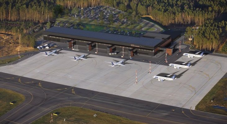Wizualizacja terminalu na lotnisku Szczecin-Goleniów. Źródło: Dedeko