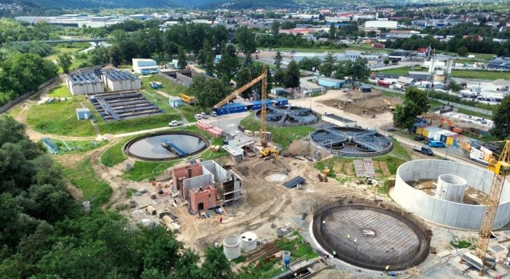  Modernizacja oczyszczalni ścieków w Myślenicach. Fot. Urząd Miasta i Gminy Myślenice