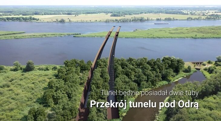 Najdłuższy tunel w Polsce – przekrój obiektu pod Odrą. Źródło: GDDKiA