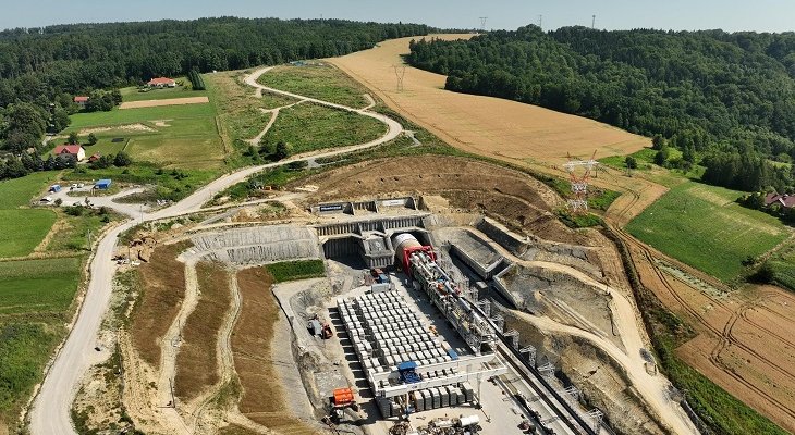Droga S19 Rzeszów–Babica, widok na maszynę TBM (portal południowy). Fot. GDDKiA