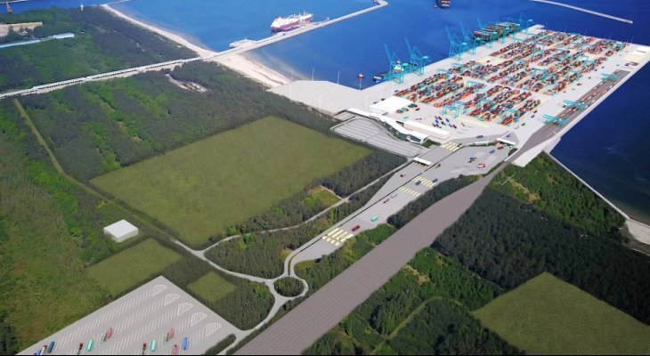 Wizualizacja terminalu kontenerowego w Świnoujściu. Źródło: ZMPSIŚ