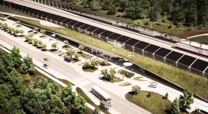 Wizualizacja fragmentu linii Warszawa–Łódź. Źródło: CPK