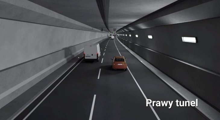 Wizualizacja wnętrza tunelu. Źródło: GDDKiA 