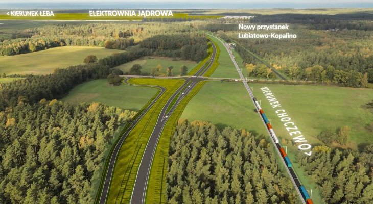 Wizualizacja linii do planowanej elektrowni jądrowej. Źródło: PKP PLK