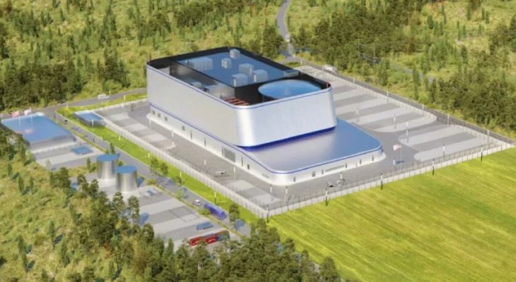 Wizualizacja bloku z reaktorem BWRX-300. Źródło: OSGE