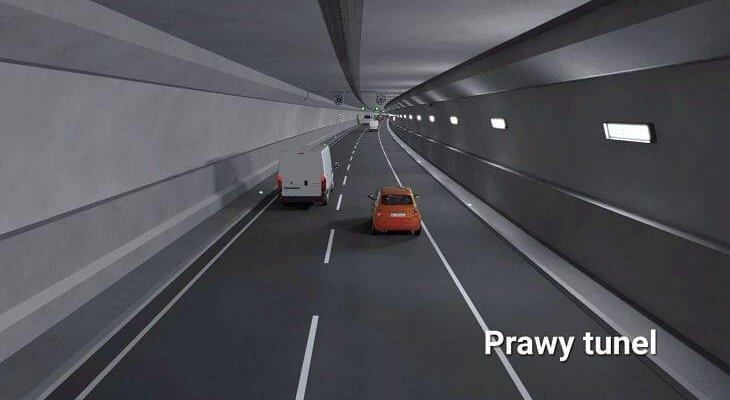 Zachodnia Obwodnica Szczecina w ciagu drogi ekspresowej S6. Najdłuższy tunel w Polsce – nitka prawa. Źródło wiz.: GDDKiA