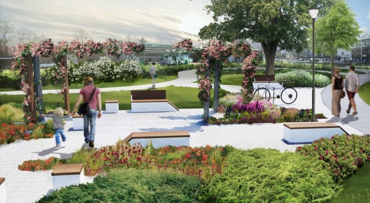 Wizualizacja skweru przy ul. Modlińskiej. Źródło: Kępka Architektura Krajobrazu