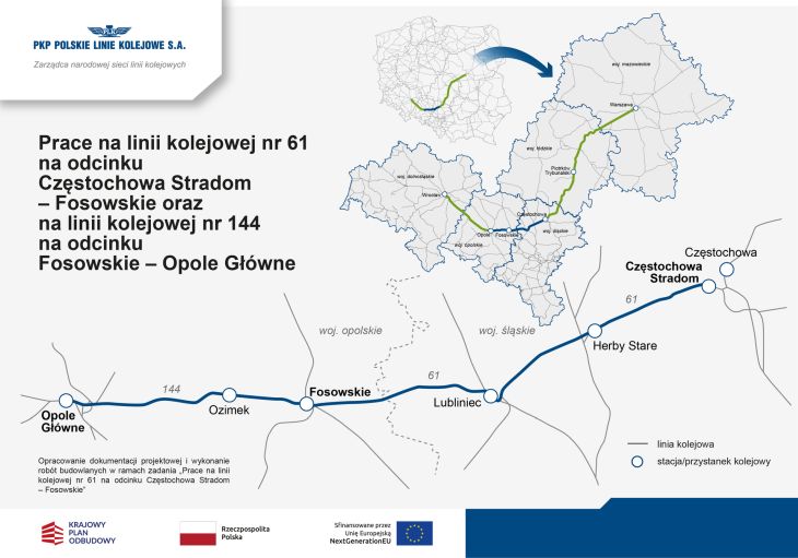 Mapa linii kolejowych 144 i 61. Źródło: M. Przybysz/PKP PLK