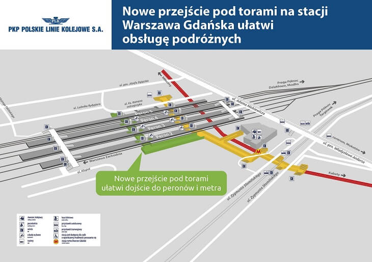 Stacja Warszawa Gdańska – wizualizacja przejścia pod torami. Fot. PKP PLK