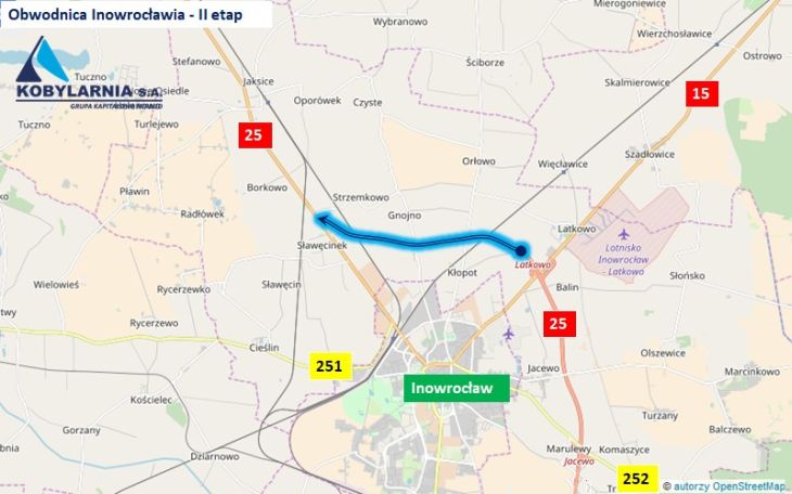 Mapa obwodnicy Inowrocławia. Fot. Kobylarnia SA