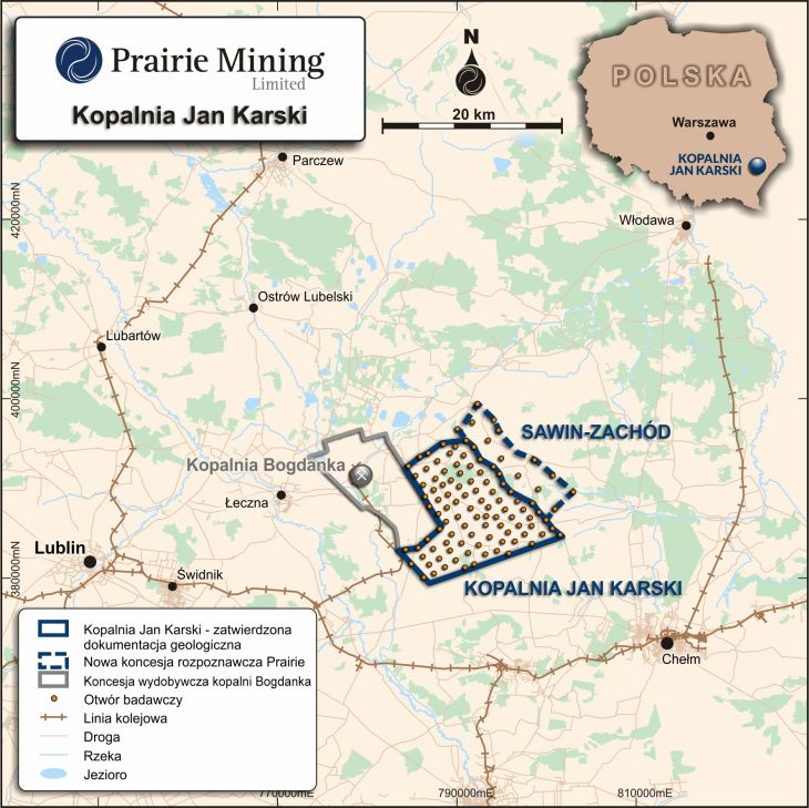 KWK Jan Karski – lokalizacja. Źródło: Prairie Mining Ltd.