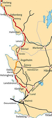 Plan trasy. Źródło: Trafikverket