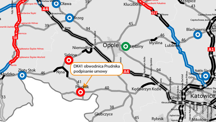 Mapa planowanej budowy obwodnicy Prudnika. Fot. GDDKiA