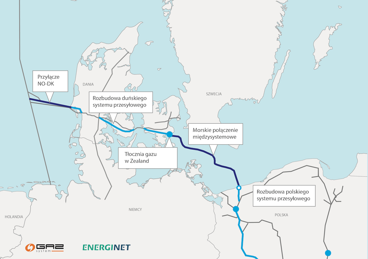 Orientacyjny przebieg gazociągu Baltic Pipe. Źródło: Gaz-System S.A.