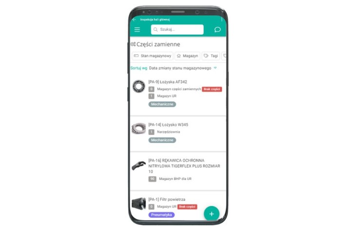 Mobilne zarządzanie magazynem części. Źródło: QRmaint