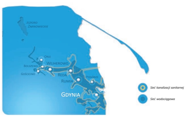 Obsługiwana przez PEWiK Gdynia aglomeracja liczy ponad 380 tys. mieszkańców. Źródło: PEWiK Gdynia
