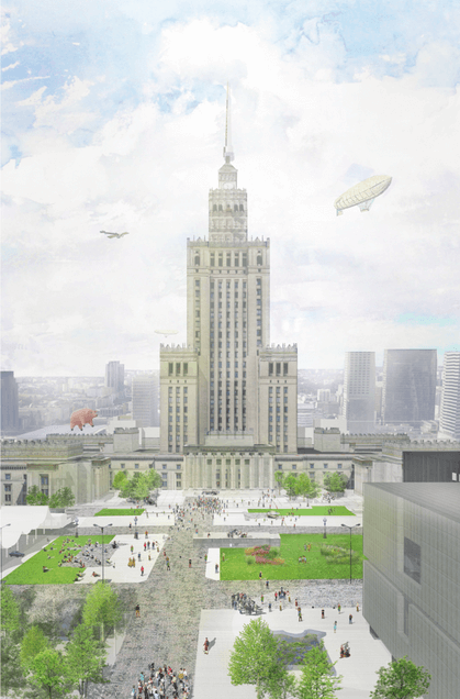 Wizualizacja nowego placu Defilad w Warszawie. Źródło: architektura.um.warszawa.pl
