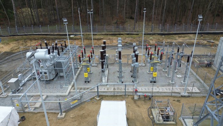 Pole transformatora 110 kV bloku CCGT Grudziądz I. Fot. Energa