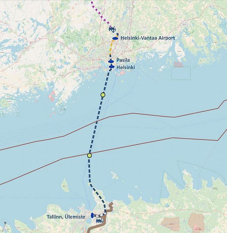 Możliwy przebieg tunelu FinEst Link. Źródło: finestlink.fi