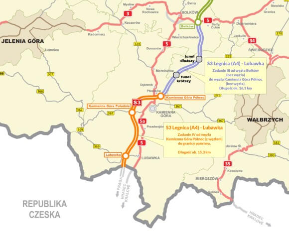 Budowa drogi ekspresowej S3 Bolków–Kamienna Góra – lokalizacja. Źródło. GDDKiA