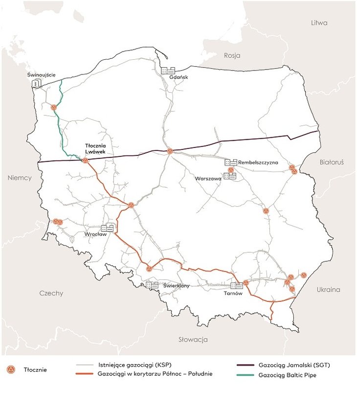 Mapa z lokalizacją tłoczni gazu Lwówek. Żródło: Gaz-System