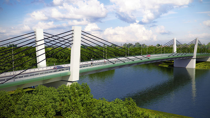 RYS. 1. | Wizualizacje nowego mostu. Źródło: Warbud SA