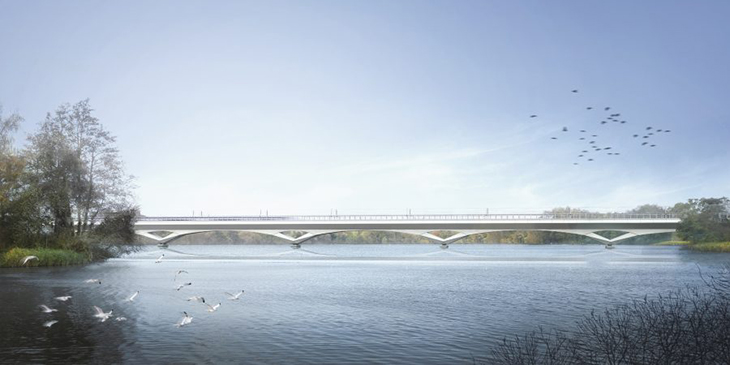 Najdłuższy most kolejowy na Wyspach Brytyjskich będzie prowadził przez dolinę rzeki Colne i kanał Grand Union. Fot. HS2