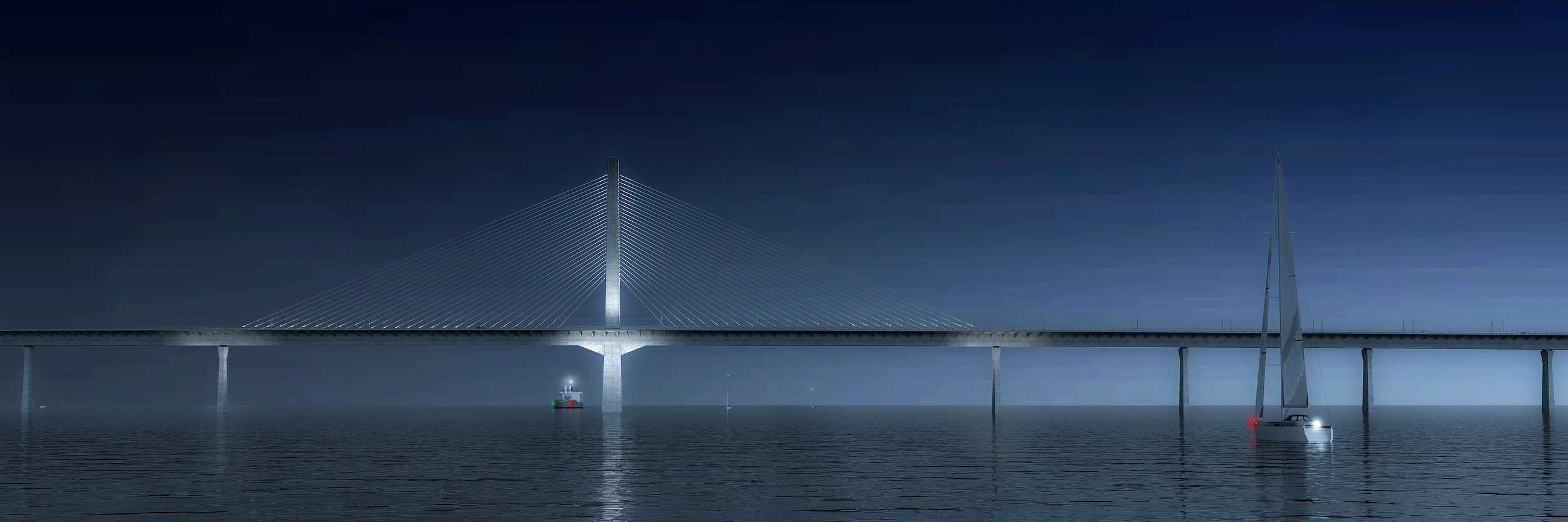 Projekt mostu drogowo-kolejowego w Danii. Źródło: DISSING+WEITLING