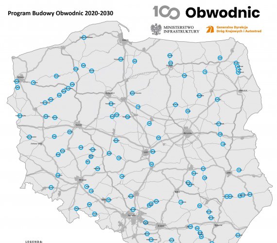 Budowa 100 obwodnic w Polsce [mapy]