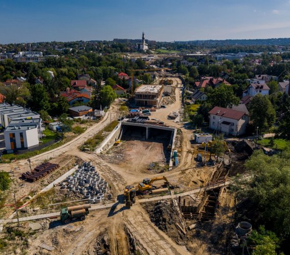 Postępy na budowie Trasy Łagiewnickiej w Krakowie