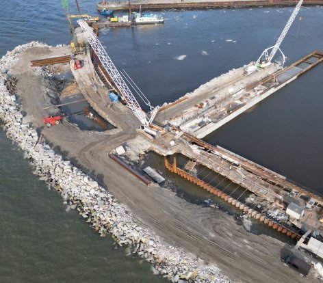 Przebudowa falochronu w Porcie Darłowo – zobacz postęp prac