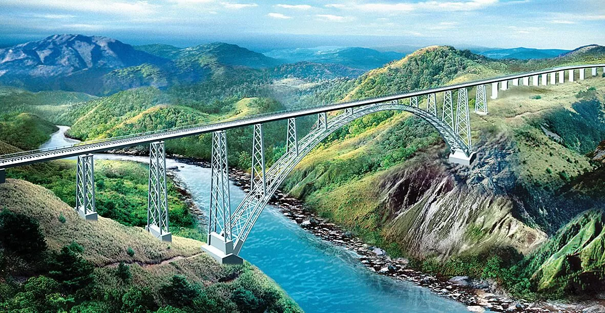 Zdjęcie Wizualizacja Chenab Bridge - najwyższego mostu kolejowego na świecie. fot. mageba.com