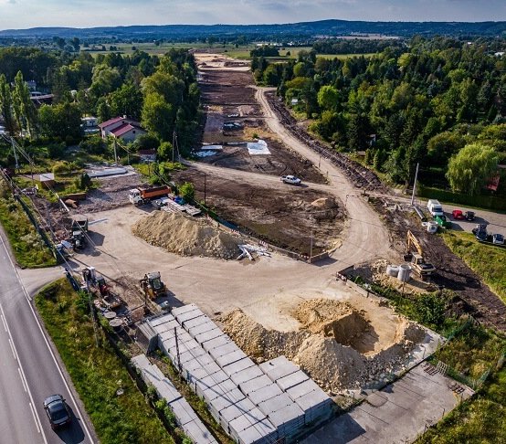 Obwodnica Zabierzowa. Widać ślad drogi z tunelem