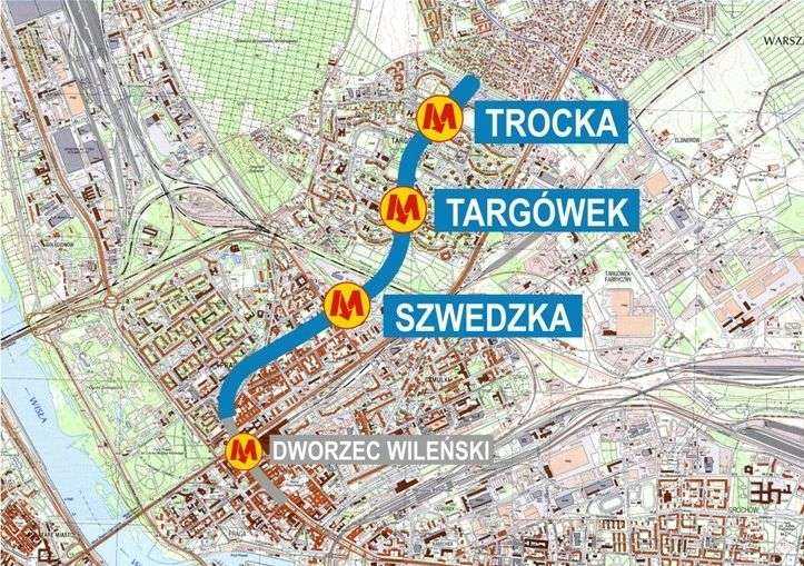 Nowe odcinki II linii metra w Warszawie. Źródło: UM Warszawa
