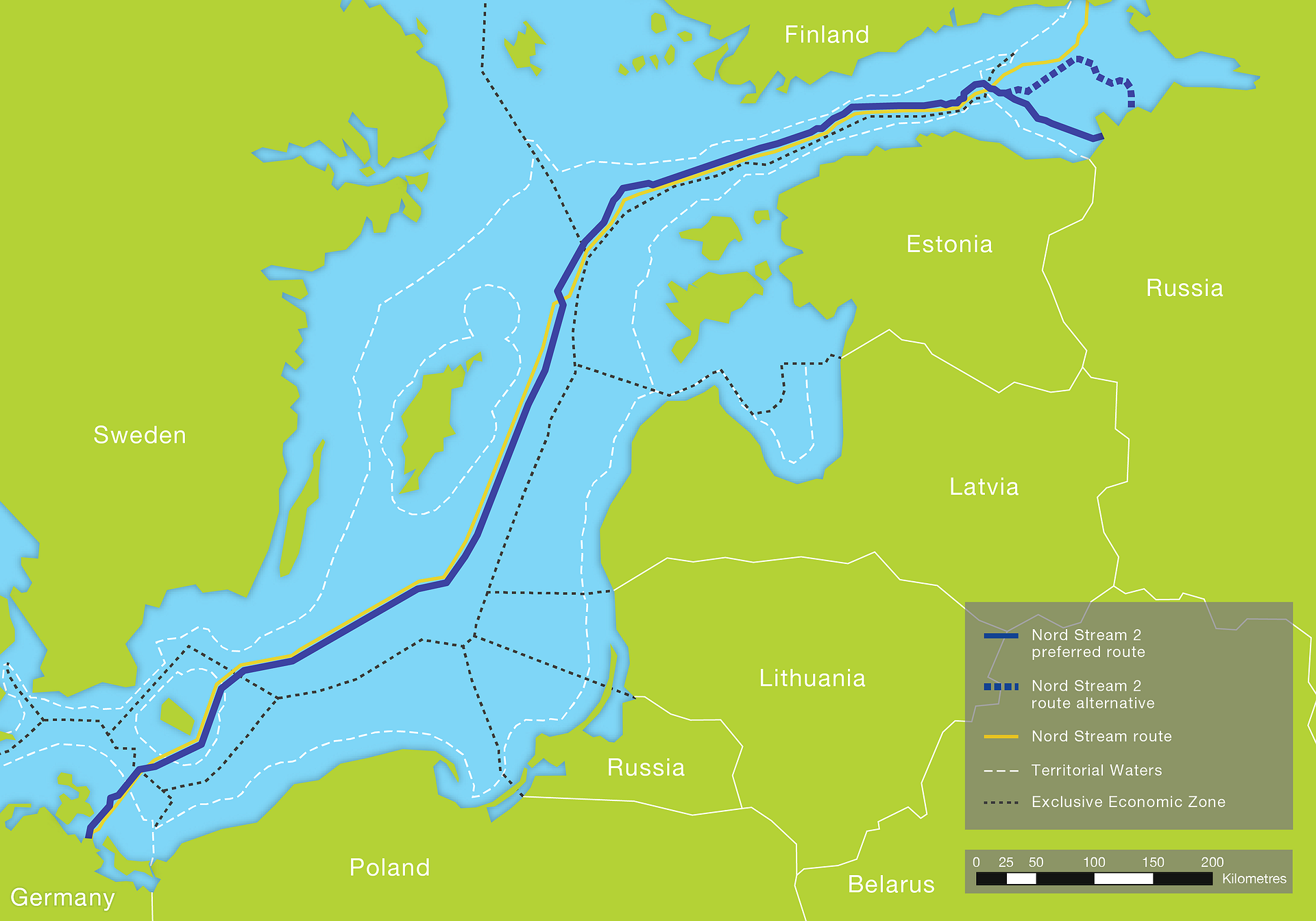 Planowana trasa gazociągu Nord Stream 2. Źródło: Nord Stream 2