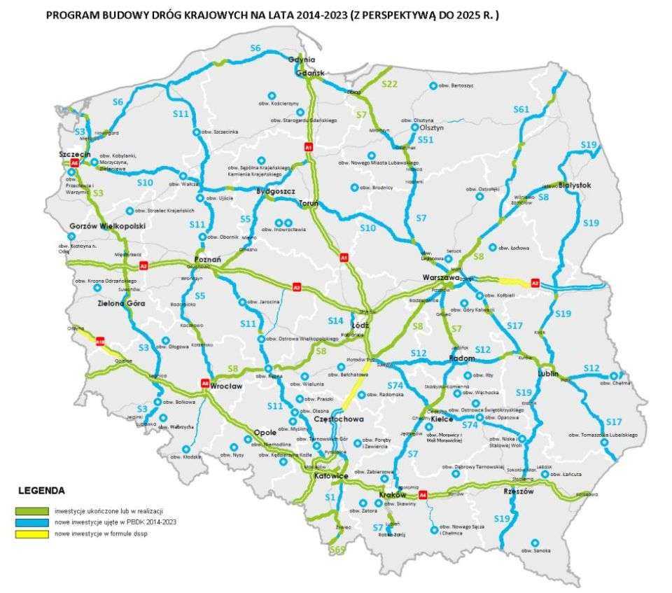 Program budowy dróg krajowych na lata 2014-2023 z perspektywą do 2025 r. Źródło: MIR